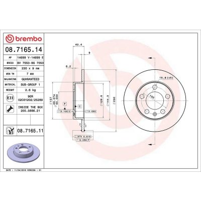 Brzdový kotouč BREMBO 08.7165.11 | Zboží Auto