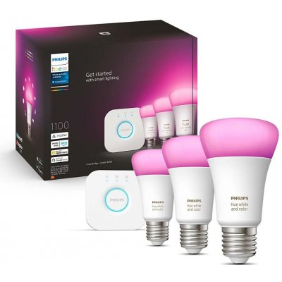 Philips Hue White and Color Ambiance 9W 1100 E27 promo starter kit – Sleviste.cz