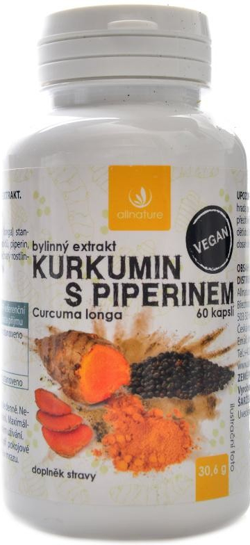 Allnature kurkumin s piperinem 60 kapslí