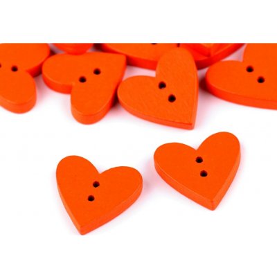 Pro Háčkování Knoflík srdíčko, dřevěný 20 x 15 mm oranžový – Zboží Dáma