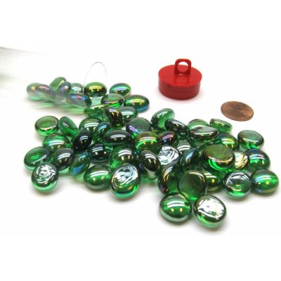 Chessex Skleněné žetony Gaming Glass Stones Iridized Crystal Green