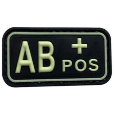 ARMED PATCHES PVC nášivka krevní skupina AB POS, Svítící – Zboží Dáma