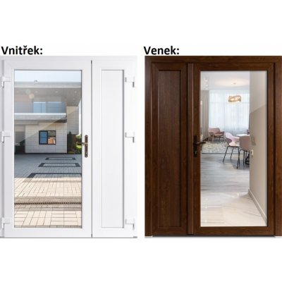 Soft Dvoukřídlé vchodové 3/3 sklo čiré + panel Zlatý dub/bílá levé 150 x 200 cm – Hledejceny.cz