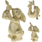 Figurka zajačice s malým zajíčkem 23 cm, zlatá 2 varianty – Hledejceny.cz
