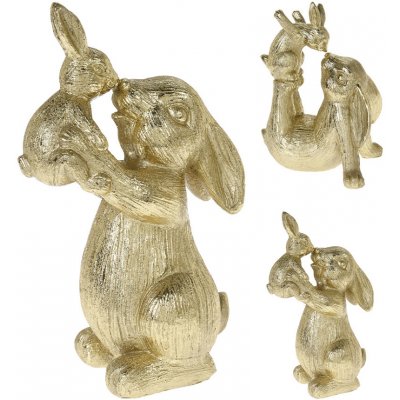 Figurka zajačice s malým zajíčkem 23 cm, zlatá 2 varianty – Hledejceny.cz