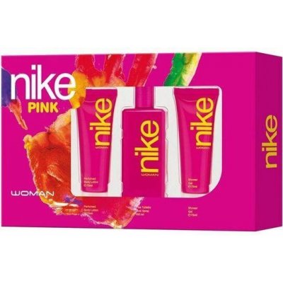 Nike Pink Woman EDT 100 ml + sprchový gel 100 ml + tělové mléko 75 ml dárková sada – Zboží Mobilmania