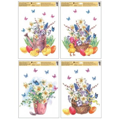 Anděl Přerov Okenní fólie kytice s kuřátky 30 x 42 cm – Hledejceny.cz
