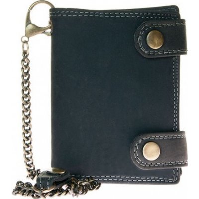 Kožená peněženka s 45 cm dlouhým kovovým řetězem a poutkem na patentek