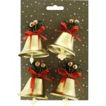 GEROMA Vánoční ozdoby zvonečky kovové zlaté 5,5 x 6 cm, 4 ks – Hledejceny.cz