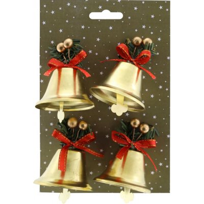 GEROMA Vánoční ozdoby zvonečky kovové zlaté 5,5 x 6 cm, 4 ks – Hledejceny.cz