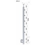 Nerezový sloup, boční kotvení, 5 řadový průchodný, venkovní, vrch pevný (ø 42,4x2 mm), broušená nerez K320 / AISI304 – Sleviste.cz