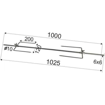 Marcel Teplý Grilovací jehla nerezová ocel 1000mm/10mm/6x6mm – Sleviste.cz