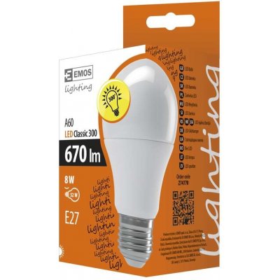 Emos LED žárovka Classic A60 8W E27 Neutrální bílá