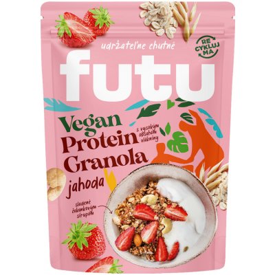 Futu Proteinová granola s jahodami a ořechy vegan 350 g – Sleviste.cz