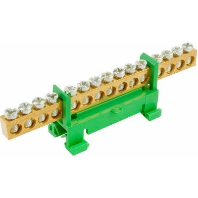 Můstek PE 15 (svorkovnice 15x16mm2), nekrytý IP00, zelený, 63A, na DIN 1000010 eleman – Sleviste.cz