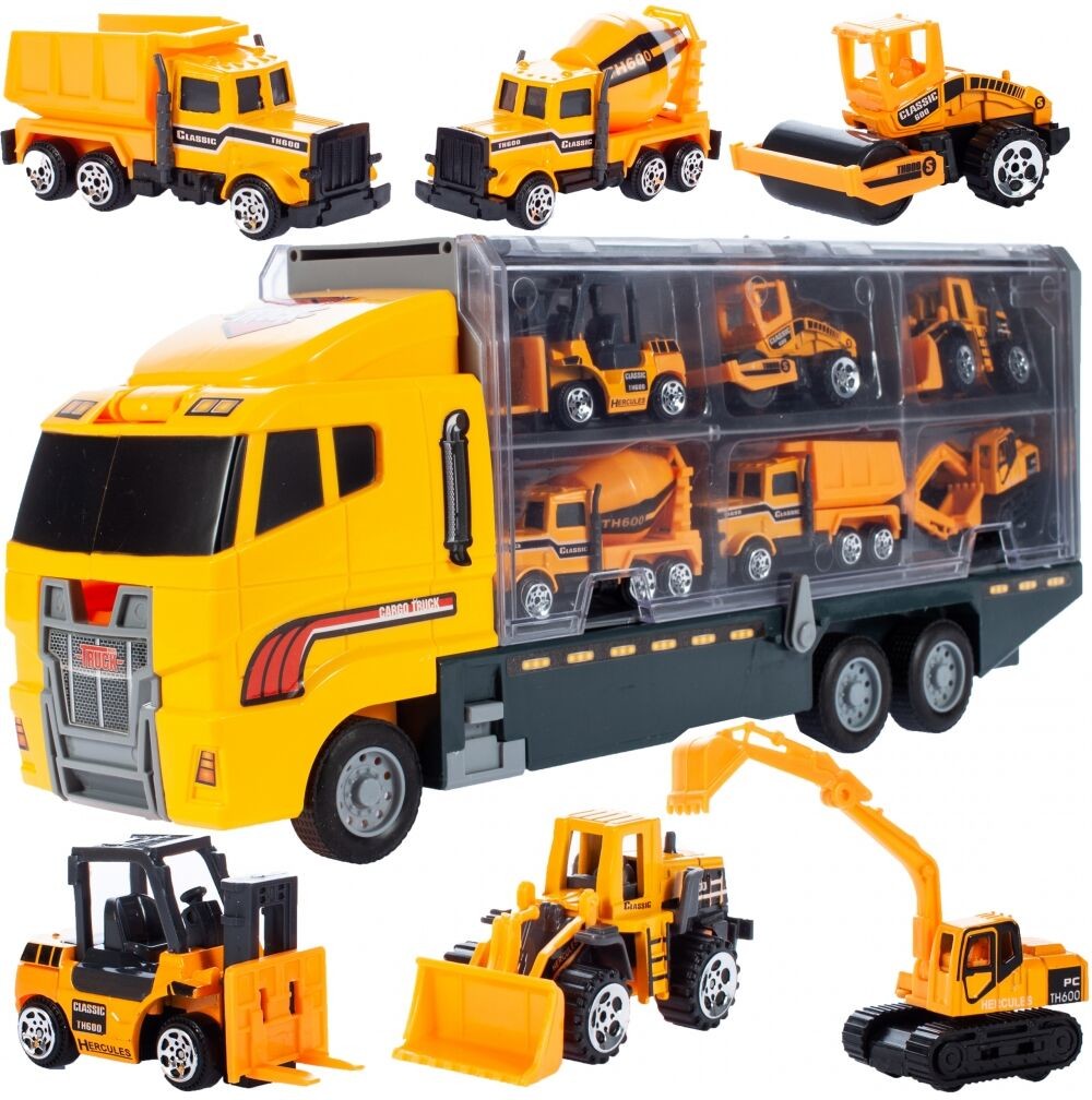 Majlo Toys Nákladní auto se 6 stavebními stroji Building Truck