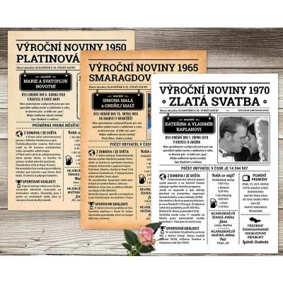 Noviny k výročí svatby - jednostranné - ročník na přání – HobbyKompas.cz