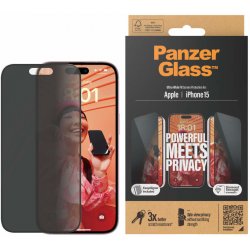 PanzerGlass Privacy Apple iPhone 15 s instalačním rámečkem P2809