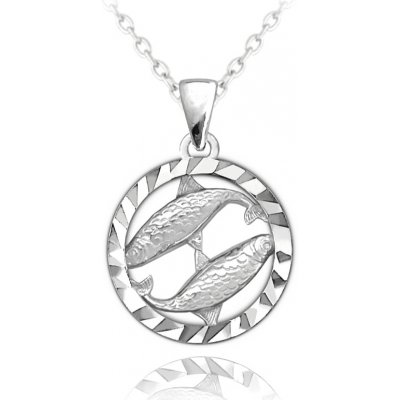 Minet Stříbrný přívěsek s řetízkem Zodiac znamení Ryby JMAS9403SN45