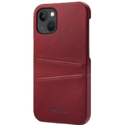 Pouzdro Suteni kožené s kapsou na karty iPhone 13 mini - červené