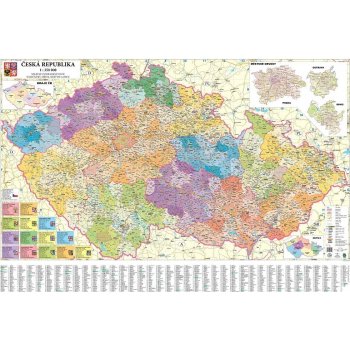 Excart Maps ČR - nástěnná administrativní mapa 135 x 90 cm Varianta: bez rámu v tubusu, Provedení: laminovaná mapa v lištách