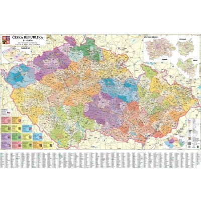 Excart Maps ČR - nástěnná administrativní mapa 135 x 90 cm Varianta: bez rámu v tubusu, Provedení: laminovaná mapa v lištách – Zbozi.Blesk.cz