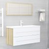 Koupelnový nábytek Nábytek XL 2dílná koupelnová sestava bílá a dub sonoma kompozitní dřevo