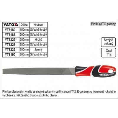 YATO Pilník zámečnický plochý jemný 250 mm – Zboží Mobilmania