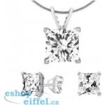 SILVEGO stříbrný set šperků čtverec krystal náušnice a přívěsek JJJSQ55 – Zboží Mobilmania