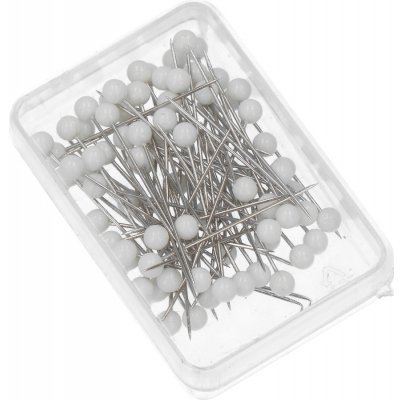 Galanterie Špendlíky s plastovou hlavičkou 80 ks, bílé – Sleviste.cz