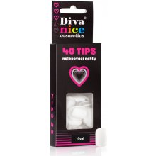 Diva & Nice Nalepovací umělé nehty bílé Oval Tips 40