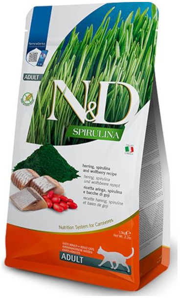 N&D SPIRULINA CAT Adult Herring & Wolfberry 1,5 kg