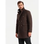 Ombre Men's double-breasted coat with decorative buttons dark brown černá – Zboží Dáma