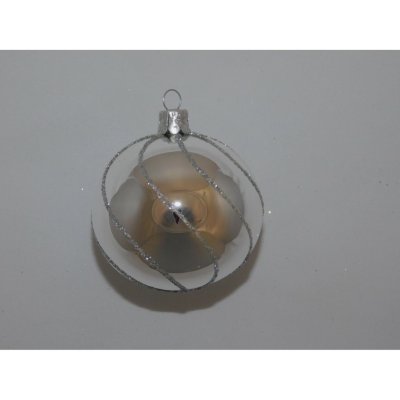 ONREX Vánoční ozdoba skleněná koule stříbrná linky pr. 7 cm – Zboží Dáma