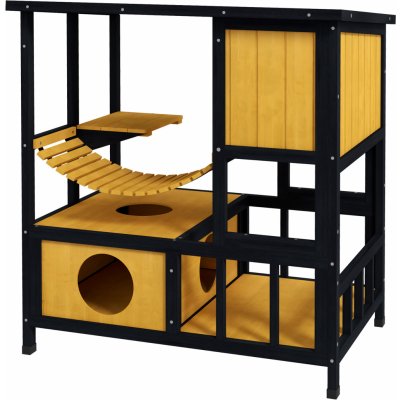 Pawhut Domeček venkovní se závěsným mostem dřevěný 85 x 60 x 88 cm – Zbozi.Blesk.cz