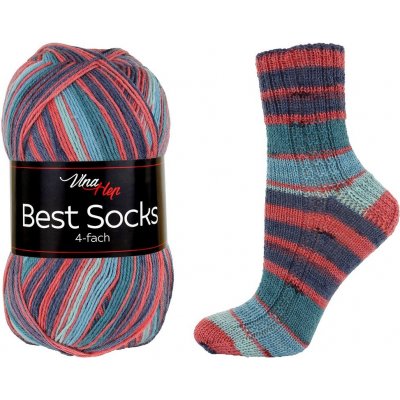 Vlna-Hep Best Socks 4-fach 7355 modrá-rezavá