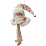 Clayre & Eef Růžová závěsná dekorace Santa s rolničkami - 12*13*68 cm – Hledejceny.cz