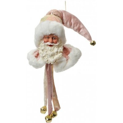 Clayre & Eef Růžová závěsná dekorace Santa s rolničkami - 12*13*68 cm – Hledejceny.cz
