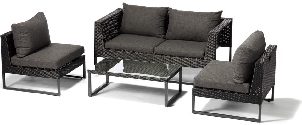 Bonami Essentials Diamond Šedý zahradní set nábytku z umělého ratanu