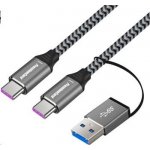 Premiumcord ku31cq2 USB-C ( USB 3.2 GEN 2, 5A, 100W, 20Gbit/s, ) bavlněný oplet, 2m – Zboží Živě