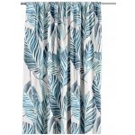 Dekortex Hotový závěs na řasící pásce,tyrkysové listy,2rozměry,bílý Rozměr: 140x250cm – Zboží Mobilmania