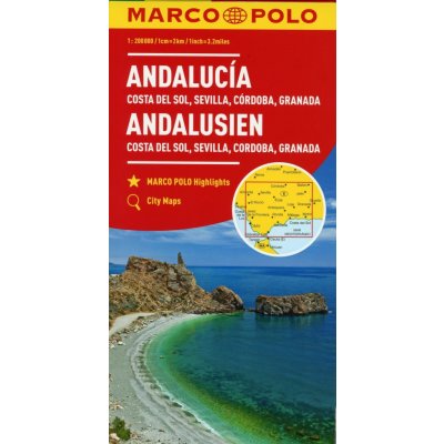 MARCO POLO Karte Andalusien Costa del SolSevilla Cordoba Granada 1:200 000. Andalousie Costa del SolSéville Cordoue G – Zboží Mobilmania