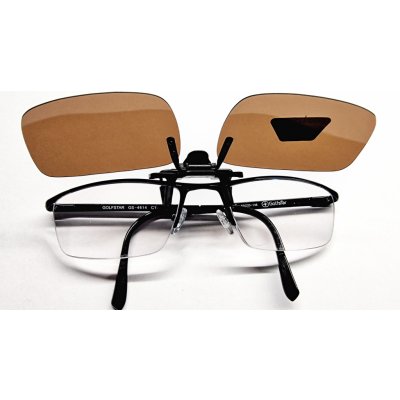 Polarizační klips Nakida T-141 na dioptrické brýle, hnědý - S (Sluneční klip s polarizací pro brýle na čtení i dálky)