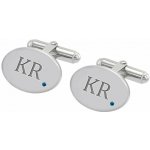 Eppi manžetové knoflíčky s gravírem a modrými diamanty Rigel stříbrné – Zboží Dáma