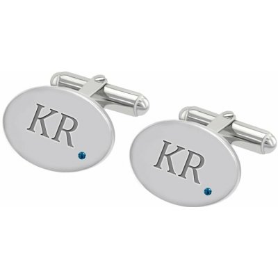 Eppi manžetové knoflíčky s gravírem a modrými diamanty Rigel stříbrné – Zboží Dáma