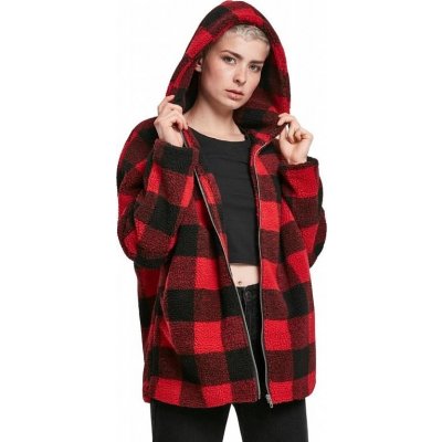 Urban Classics Ladies Hooded Oversized Check Sherpa Jacket