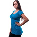 Těhotenská a kojicí tunika Anička krátký rukáv tmavý tyrkys – Zboží Dáma