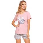 Dámské pyžamo Catuccino růžové s kočkou – Hledejceny.cz