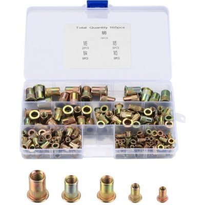 Nýtovací matice M3-M8 ocelové, sada 165ks – Zbozi.Blesk.cz