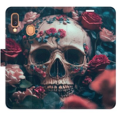 Pouzdro iSaprio Flip s kapsičkami na karty - Skull in Roses 02 Samsung Galaxy A40